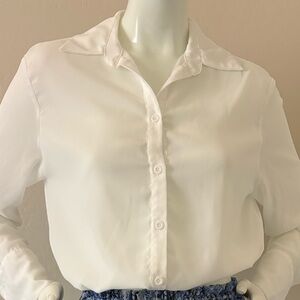 Express White Button-Up Blouse